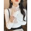 Spring Lace Semi-turtleneck Splicing Knitted Bottoming Shirt Women's Texture Inside Top Soft Waxy Temperament Sweater