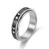 Spinning Spinner Ring For Men Women Anxiety Fidget Rings Stainless Steel Moon Star Roman Numerals Chain Rotating Ring