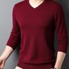 Весенне-осенний мужской шерстяной свитер с V-образным вырезом, пуловер с длинным рукавом, шерстяной вязаный низ, модный мужской повседневный шерстяной свитер, интерьер