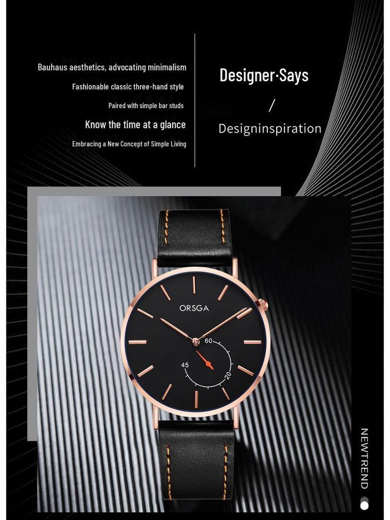 ORSGA Fashion Сверхтонкие Минималистичные Мужские Водонепроницаемые Кварцевые Часы