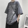 Мужская модная футболка с коротким рукавом в темном стиле с хип-хоп принтом - Свободный крой, Круглый вырез, Летний стиль Гонконг BF