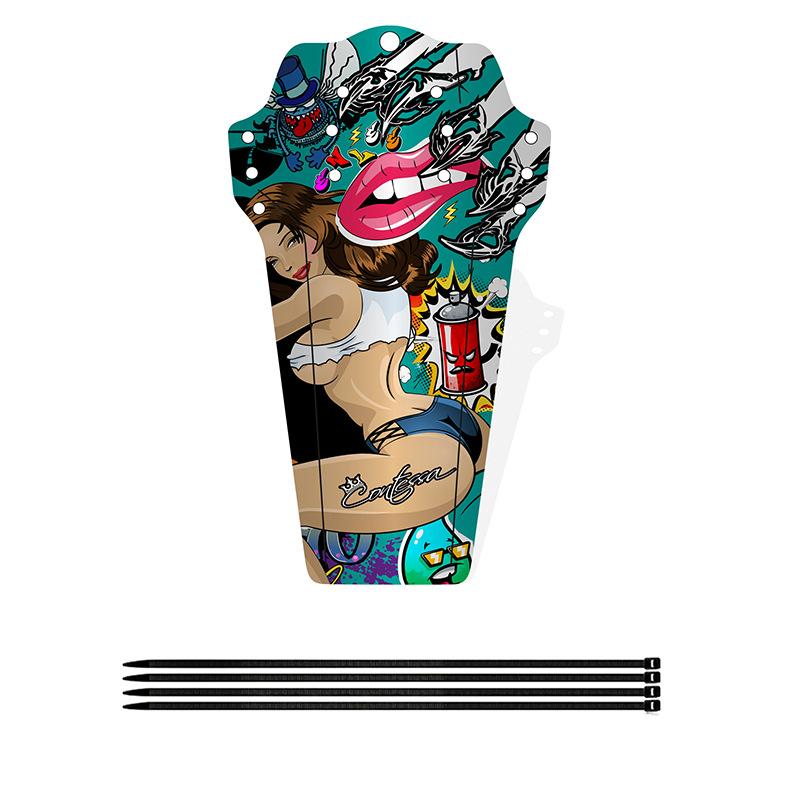 ENLEE Mountain Bike Fender, Carbon Fiber Grain Color DH Downhill Mountain Bike Saddle Universal Mud Removal Tile