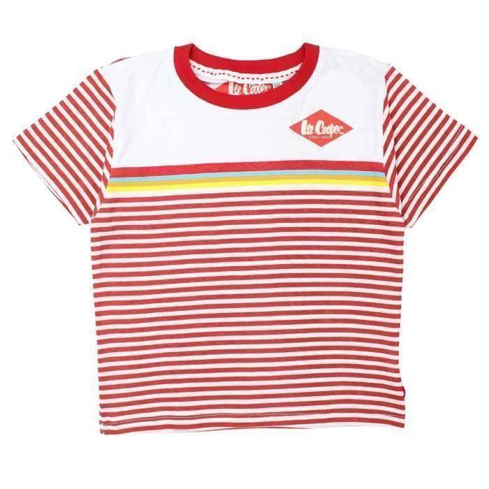 T-shirt - Lee Cooper - GLC0114 TMC S3-6A - Rouge - Coton - Manches courtes