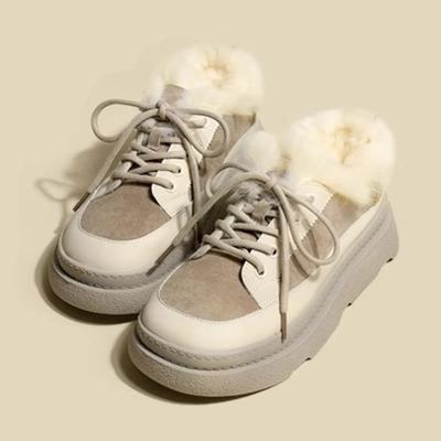 Зимние утолщенные плюшевые ботильоны женские 2024 новые теплые зимние ботинки из искусственной кожи женские черные зимние ботинки на шнуровке на плоском каблуке из хлопка