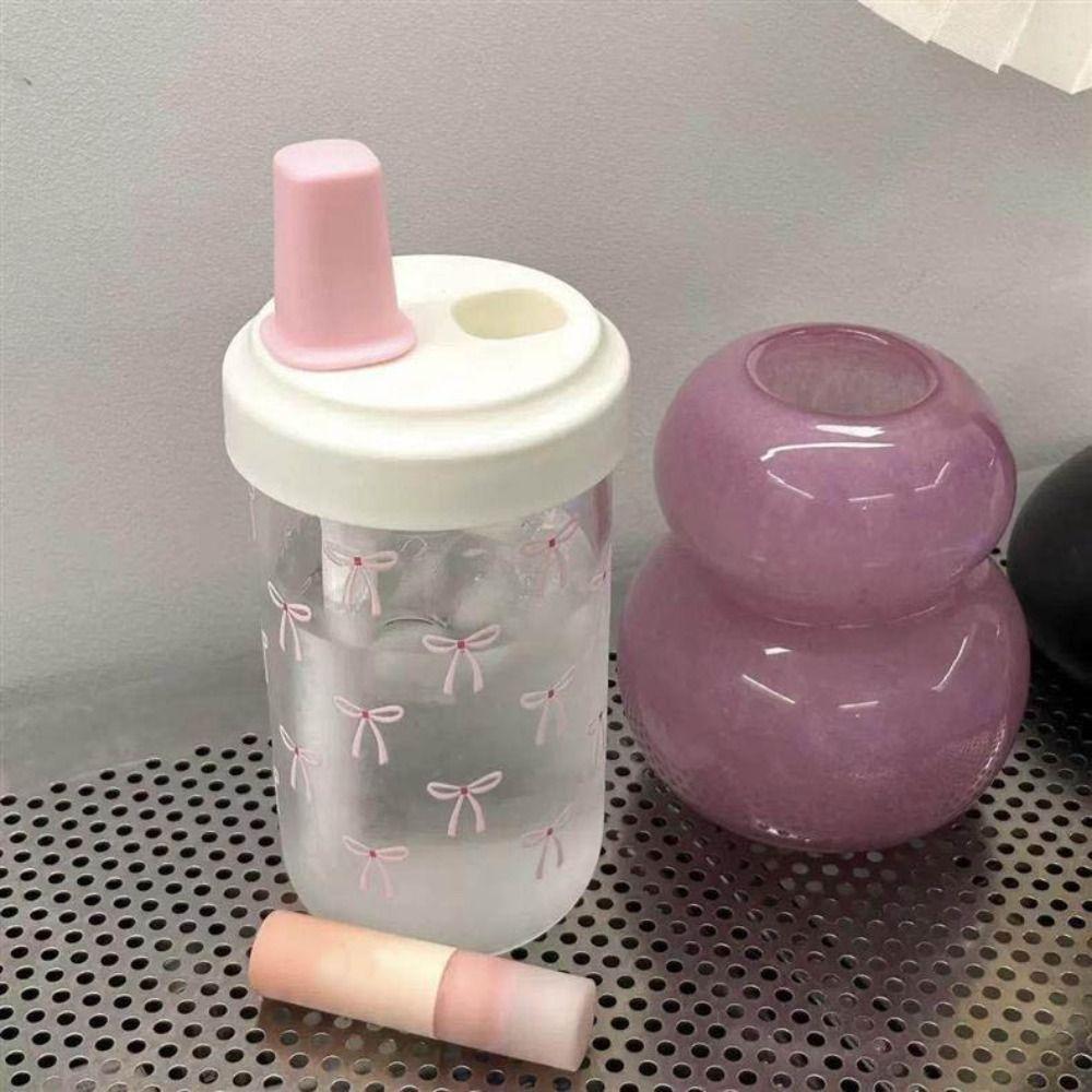 Бутылка для воды 500 мл, чашка с бантиком, с крышкой и соломинкой, милые пластиковые стаканчики, для бабл-ти, кофе