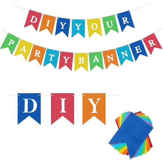 Blue Banner kit, Phrase Banner, ize Your Party Banner Signs, Handwriting Banners Party Supplies Unique Decor With Letters A~Z and heart Stencil