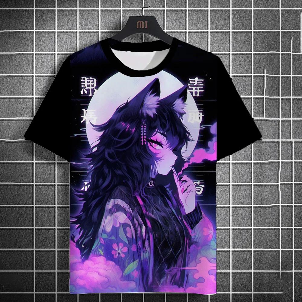 Мужская футболка с рисунком из мультфильма «Сексуальная девушка», летние повседневные футболки в стиле Харадзюку, 3D-принт, хип-хоп, топы с круглым вырезом