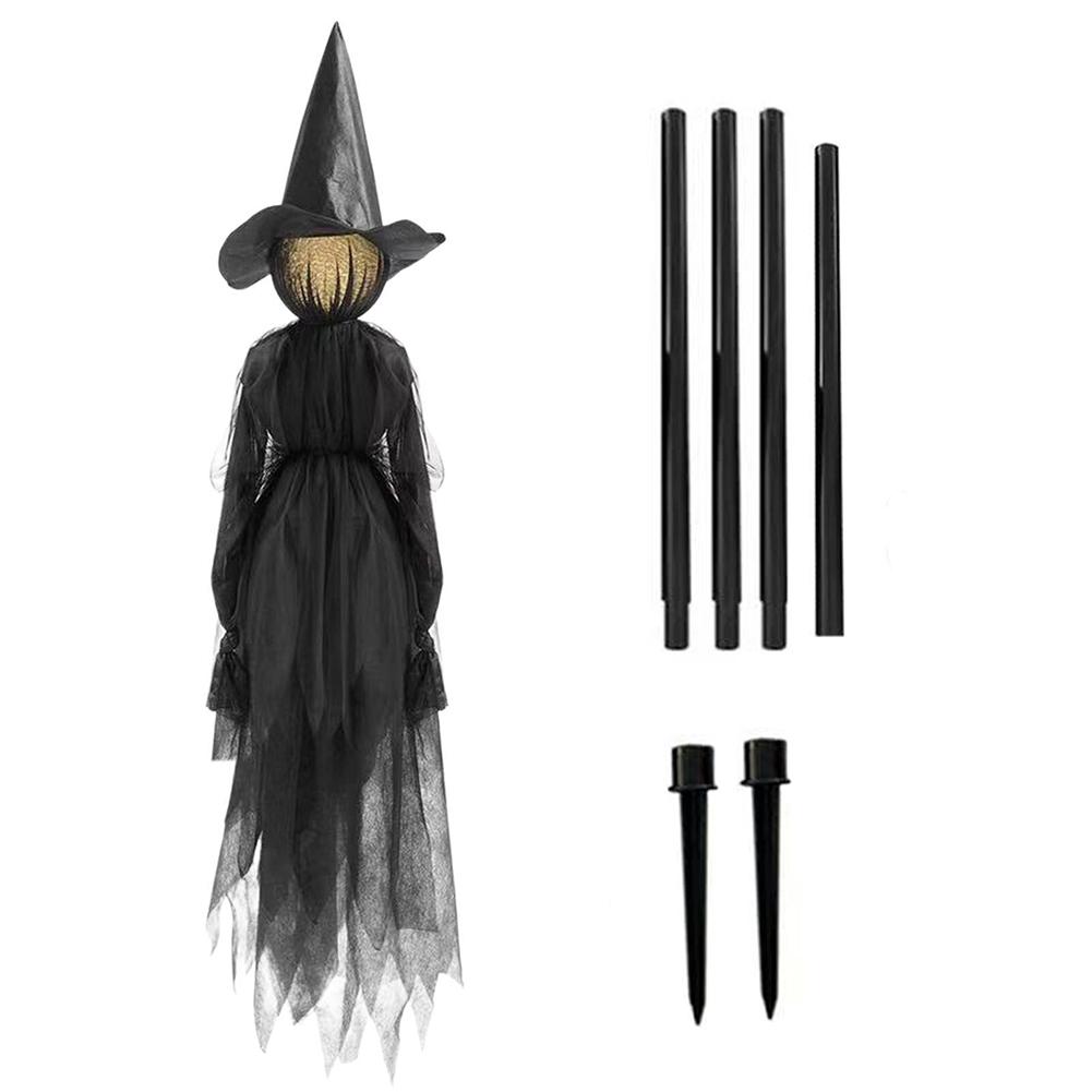 Halloween LED Scream Witch Decor with Voice Control Light Up Screaming Witch Decor Scary Witch Stake Decor for Garden Party