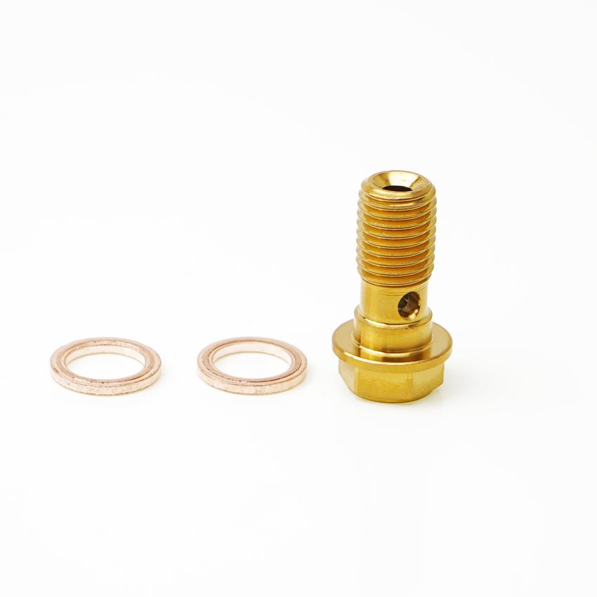 Универсальные золотые винты M10X1.25 Banjo из нержавеющей стали для мотоцикла, тормозная трубка, шланг, тормозной суппорт, желтые винты для масляных форсунок