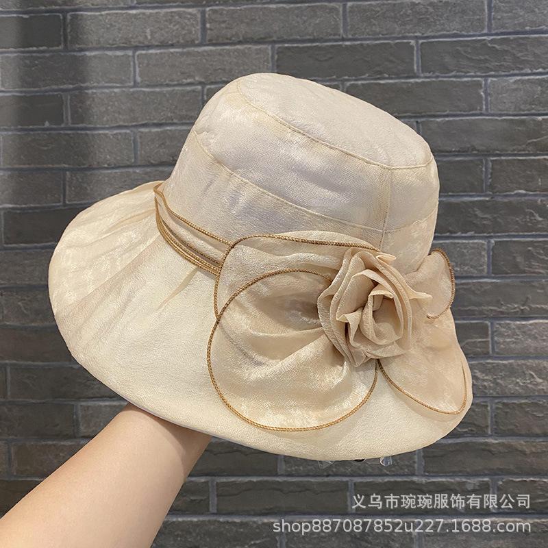 New summer mesh mother hat outdoor face small shading breathable versatile flower bucket hat beach sun protection hat