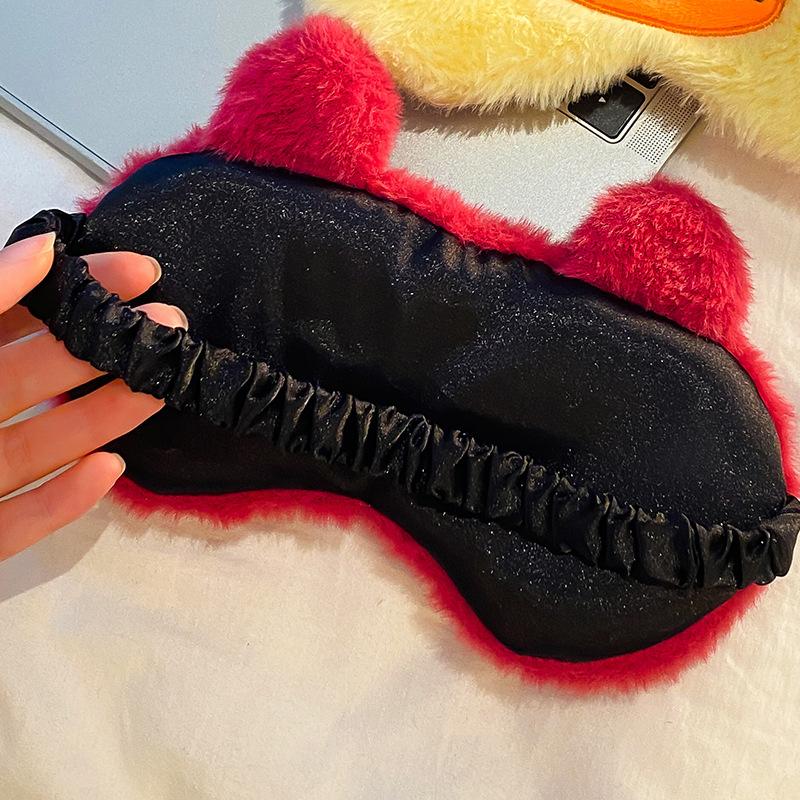 Cute cartoon plush eye mask for women to sleep without pressing the eyes and ears to help sleep and protect the eyes to relieve eye fatigue