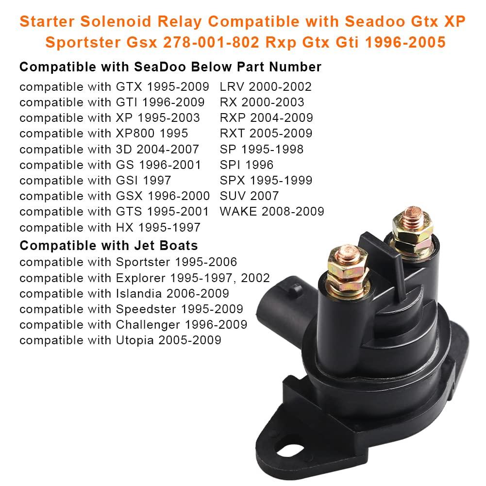Starter Solenoid Relay Compatible with Seadoo GTX XP Sportster Gsx | Replacement for Rxp GTX GTI Explorer Islandia Speedster 278001802 278003012