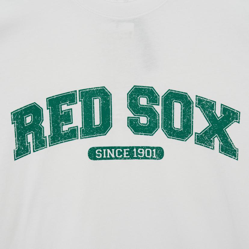 MLB Футболки Boston Red Sox Унисекс Белые Круглый вырез Умеренный Прямой крой 3ATSV0633-43WHS