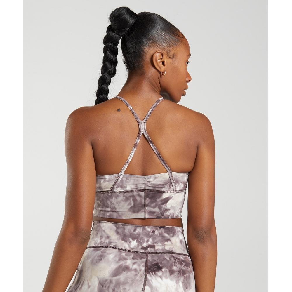 Gymshark Elevate Удлиненный спортивный бюстгальтер Cement Brown Spray Dye B3a7b Nbqr