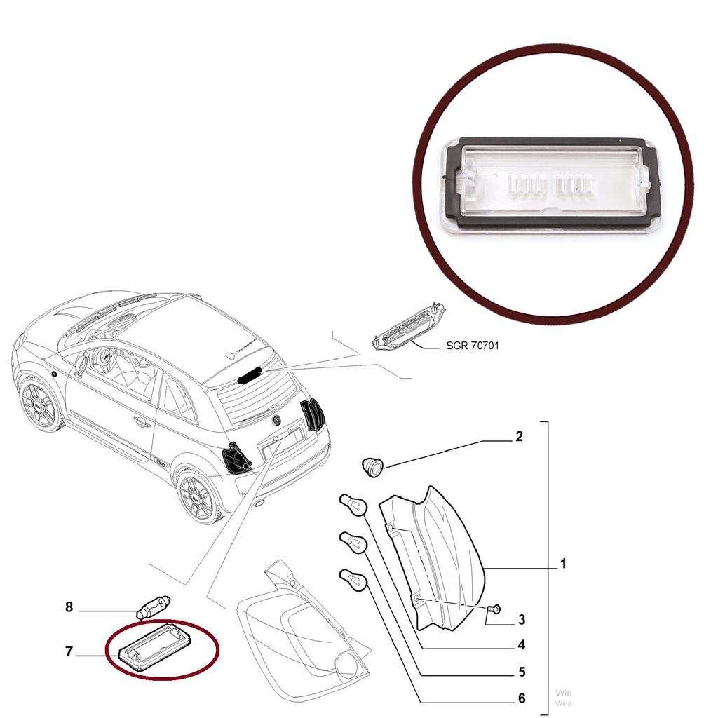 ESP1119 1 Piece Rear Number Plate Lamp Light Lens Cover 51800482 for Fiat Abarth 500 500C 2007-On Linea 2007-2017