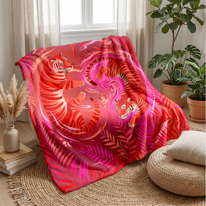 Tiger Waterfall Adventure Theme blanket Lightweight Warm Flannel Blanket Decorative Throw Blanket for Home Decoration