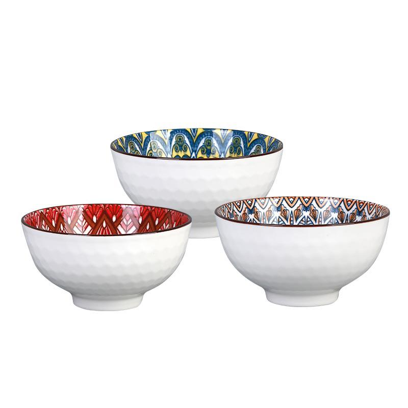 Набор мисок для завтрака SHUNXIANG Богемный цветочный керамический набор суповых мисок 4,5 дюйма Набор разноцветных мисок для салата, пасты, риса, овсянки, фруктов