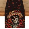 Цветы Шляпы Сомбреро Сахарный Череп День Мертвых Скатерть, Dia De Los Muertos Мексиканский Декор для Кухонного Обеденного Стола Дома