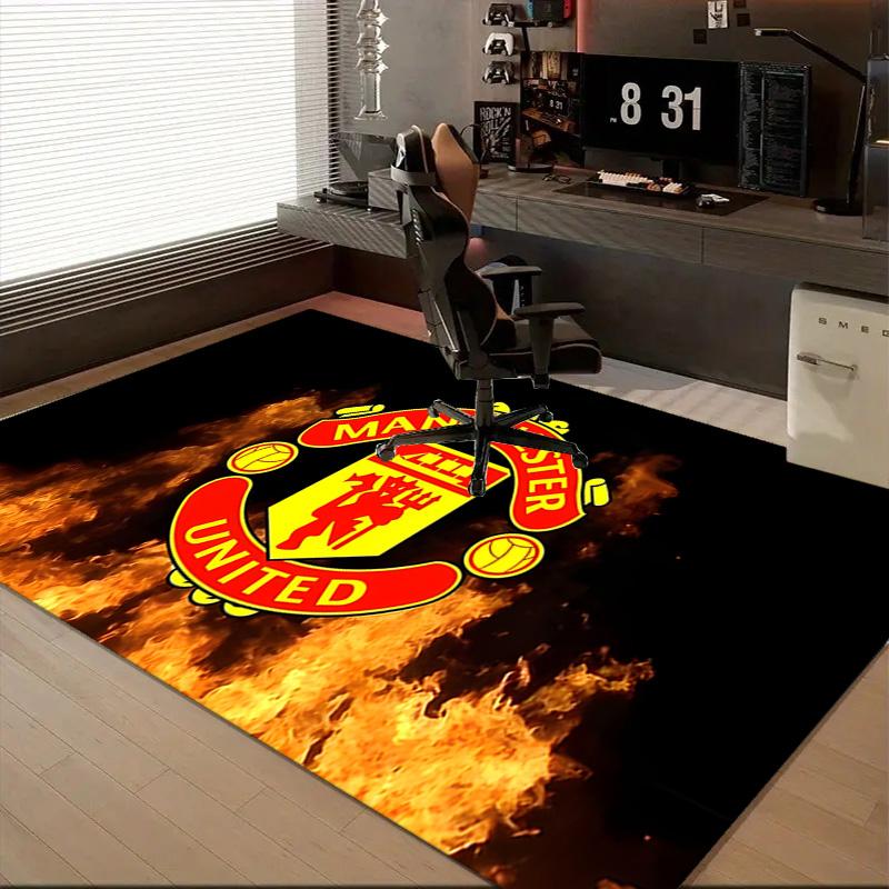 1PC Manchester Crest Floor Mat for Living Room, Game Rooms, Office, Bedroom, Office Floor Mat Playful Design, Christmas fan gifts
