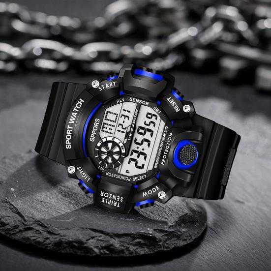 Yousheng  Electronic Watch Silicone Wristband Digital Display Multifunctional Outdoor Running Sports Daily Wristwatch Gift