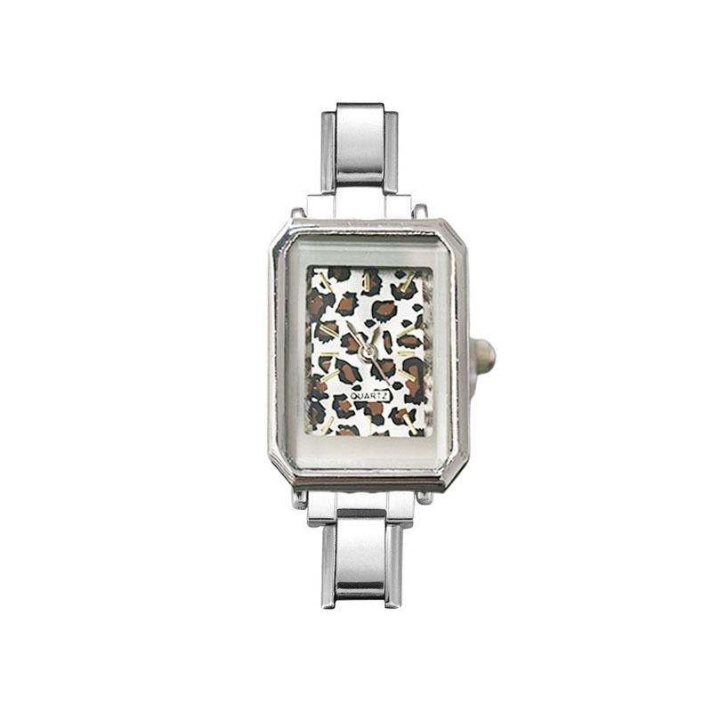 Simple Square Octagon Dial DIY Module Watch Multicolor Leopard Print Dial Stainless Steel Band Casual Ladies Quartz Wristwatch