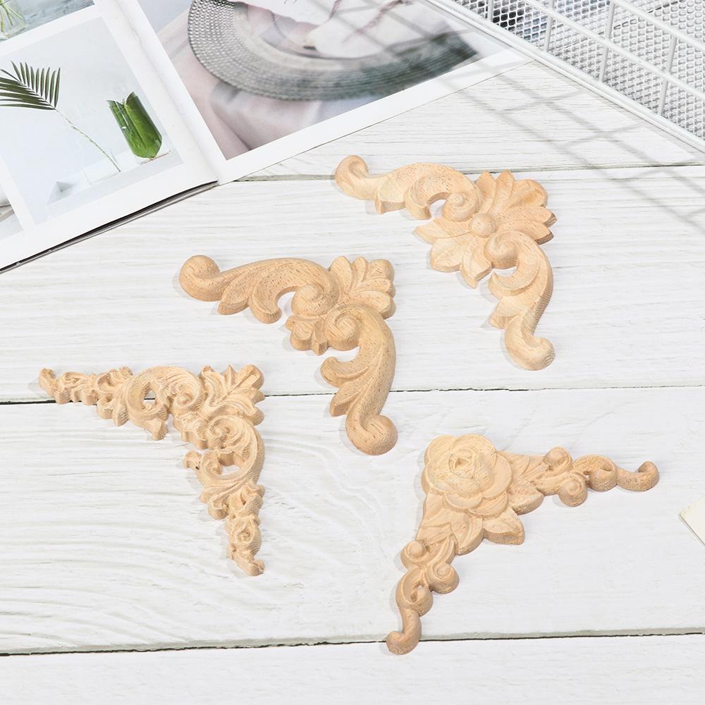 Наклейки Аппликации Аппликация из цельного дерева Угловой цветок Резьба по дереву Мебельная наклейка Деревянная аппликация
