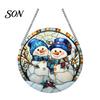 Acrylic Suncatcher for Christmas 2D Hanging Ornaments, Stained Glass Style Snowman Santa Snowflake Winter Wonderland Party Decorations Window