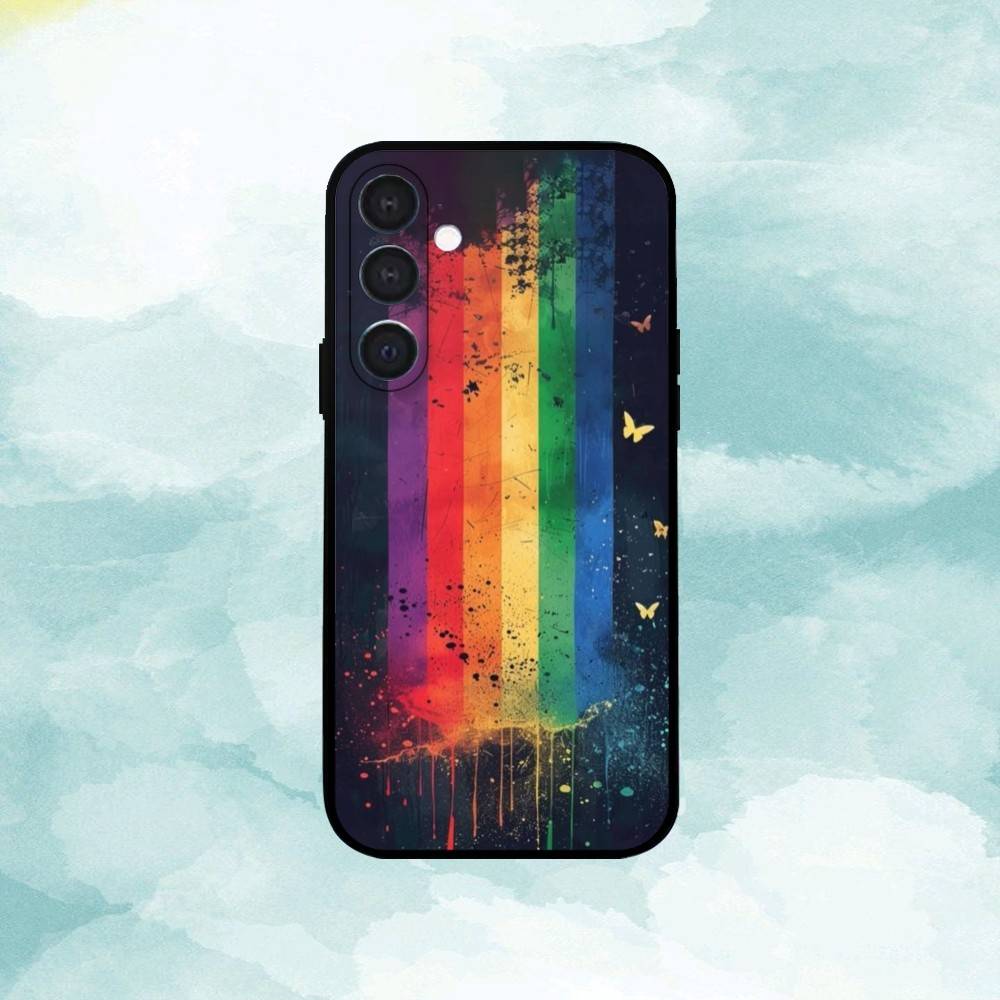 Love Is Love LGBT Rainbow Phone Case For Samsung A73,72,71,53,52,51,22,91,80, Soft Black Cover