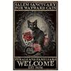 1pc, Salem Sanctuary For Wayward Cats Halloween Metal Tin Sign (8''x12''/20cm*30cm), Vintage Plaque Decorative Wall Art