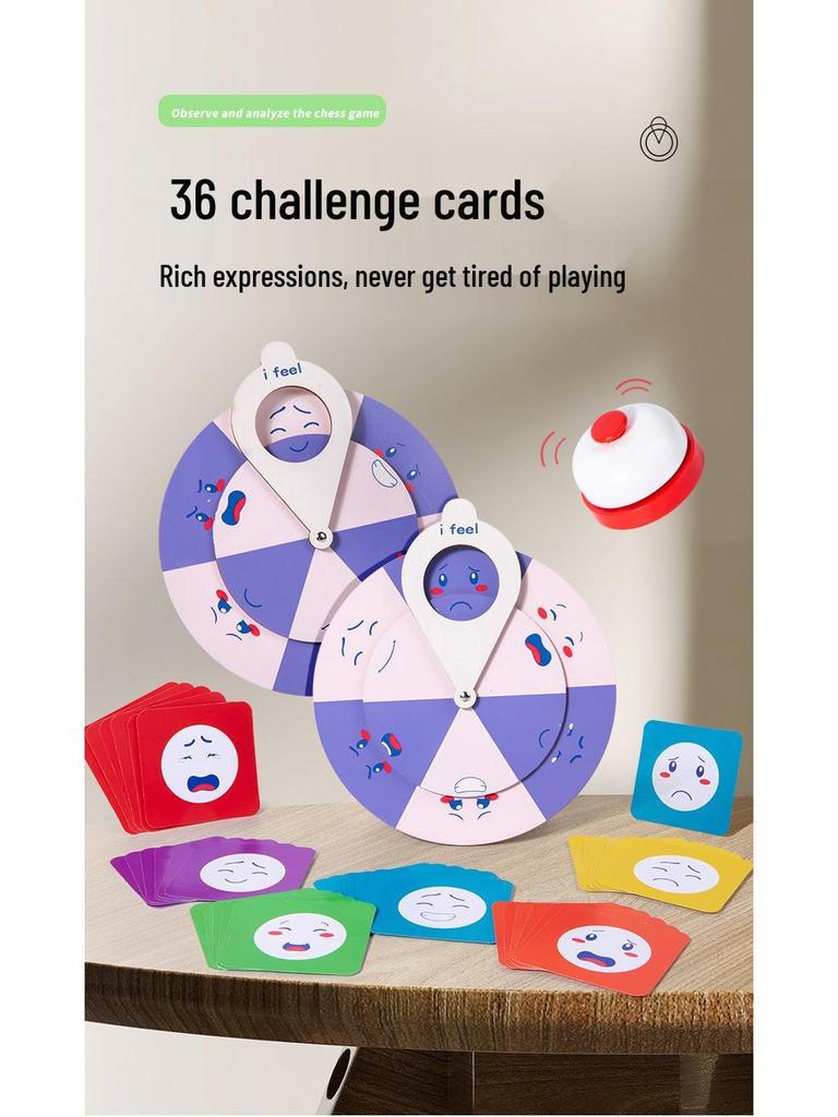 Деревянная игра-головоломка с вращающимся диском для изменения выражений лица для концентрации детей и раннего развития.