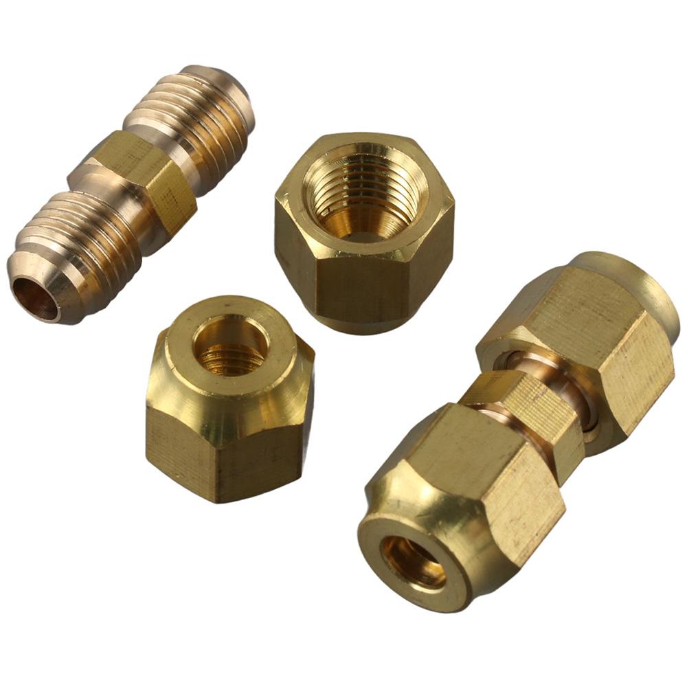 2 Pcs Brass AC Copper Pipe 1/4" Extension Connector Copper Pipe Quick Connector Copper Fittings