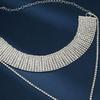 Body Chain Jewelry Sexy Double Neck Chain Super Flash Diamond Long Necklace Collarbone Chain Gold Black