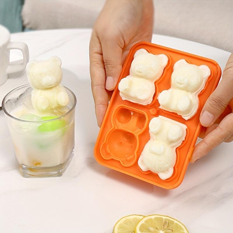 1pc Creative Bear Ice Cube Tray Flexible Food Grade Silicone Cartoon Ice Cube Mold Ice Trays For Freezer Kitchen Accessories