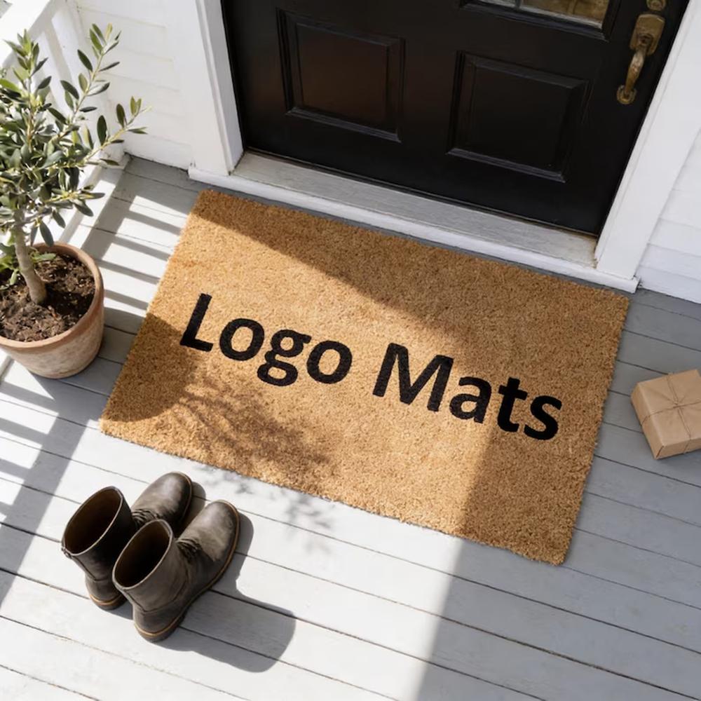 ized Coir Look Doormat Brand Logo Text Design Your Idea Welcome Mat Rug for Shop Entrance Indoor Outdoor Gift