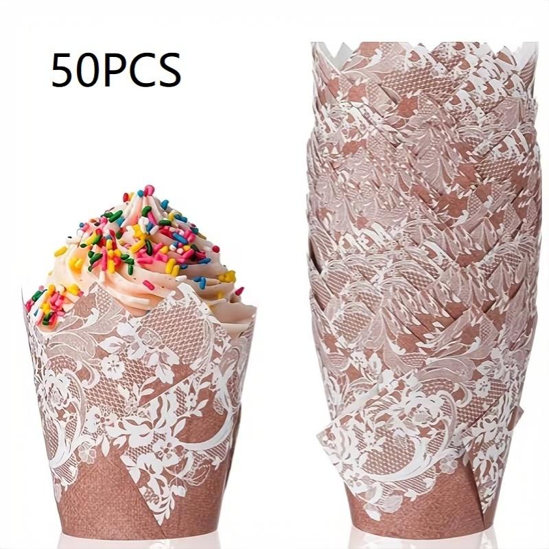 Oilproof Tulip Muffin Cupcake Paper Cups 50pcs Non-Stick Disposable Baking Liners for Home Baking Birthday Party Decor