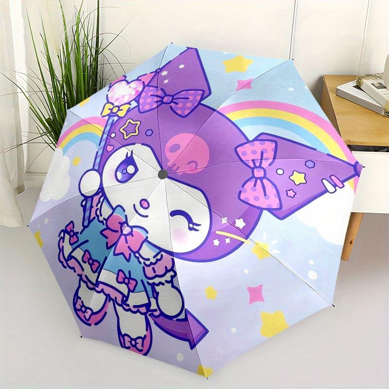 1pc "Kawaii",Kuromi Automatic Umbrella-Foldable, Durable 8-Bone Design, Compact and Stylish, Great for Camping, Halloween, Christmas, Mother