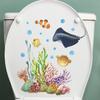 Glow In Dark WC Toilet Lid Decal Undersea Animal Fish Coral Toilet Cover Sticker  Restroom