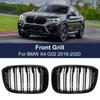 1 Pair Car Front Hood Kidney Grille Glossy Black Racing Grills For BMW 3 4 X3 X4 G01 G02 G08 2018- Double Slat Line Grills