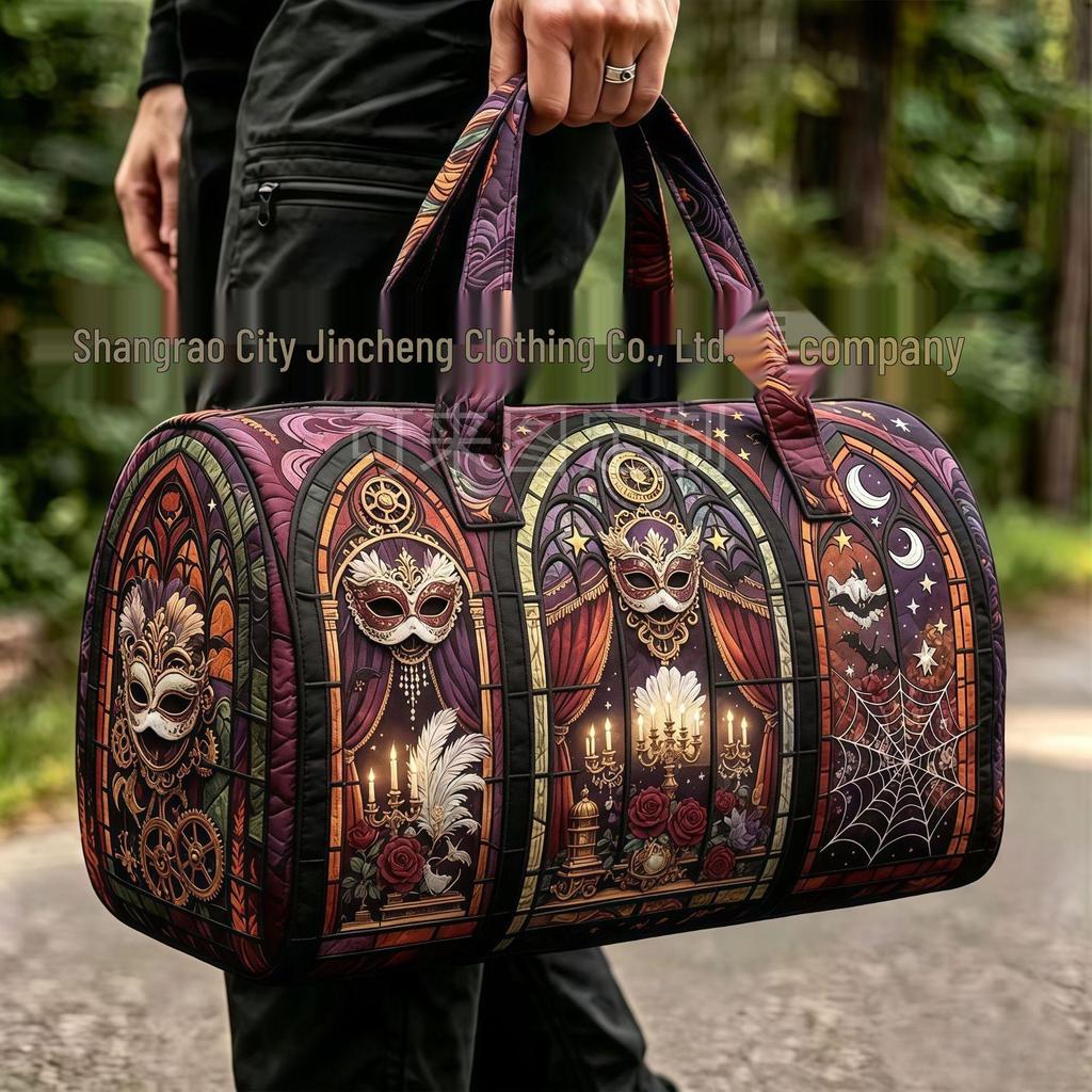3D Gothic Stained Glass Print Halloween Gym Bag - Multi-functional Travel Bag