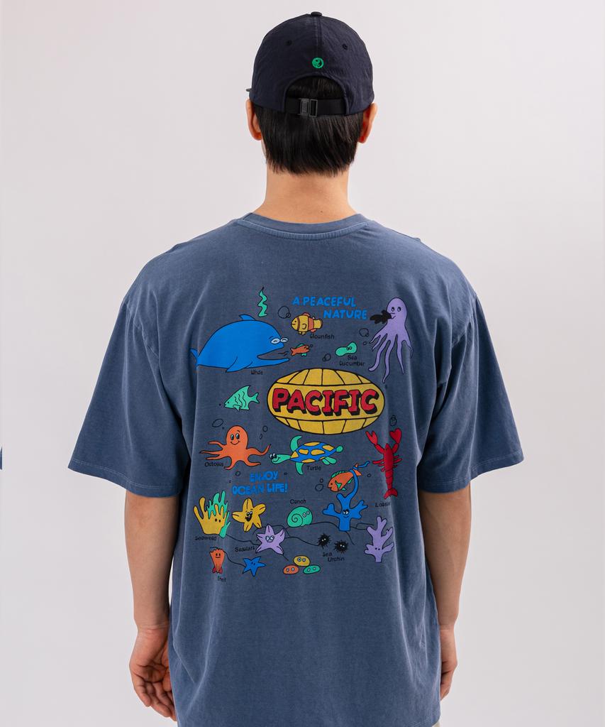 BIGWAVE COLLECTIVE Enjoy Ocean Life Pigment Short Sleeve T-Shirt (Navy)