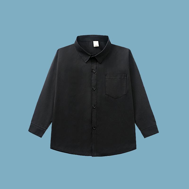 Boys' Black School Uniform Shirt with High Color Fastness