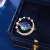Star Sky Rhinestone Earth Brooch Pins for Women Men Enamel Full Zircon Deco Space Planet Badge Lapel Pin Gifts