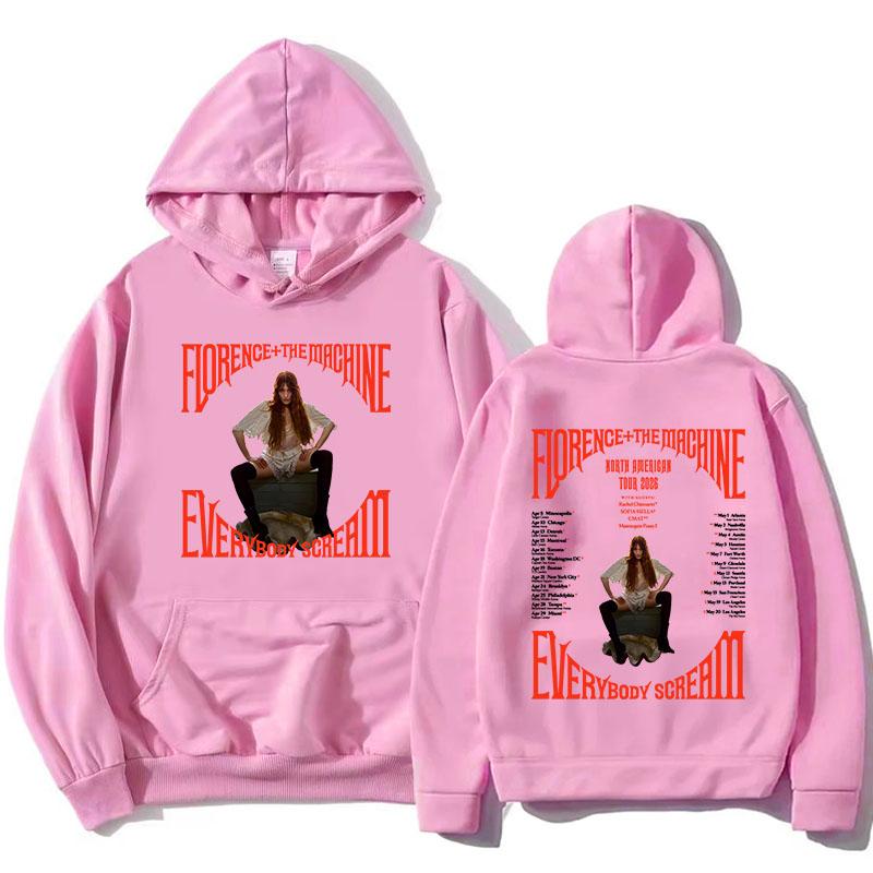 Everybody Scream Тур 2026 Худи Florence + The Machine Свитшот Рок-группы С длинным рукавом Флис Женские Пуловеры Одежда с принтом