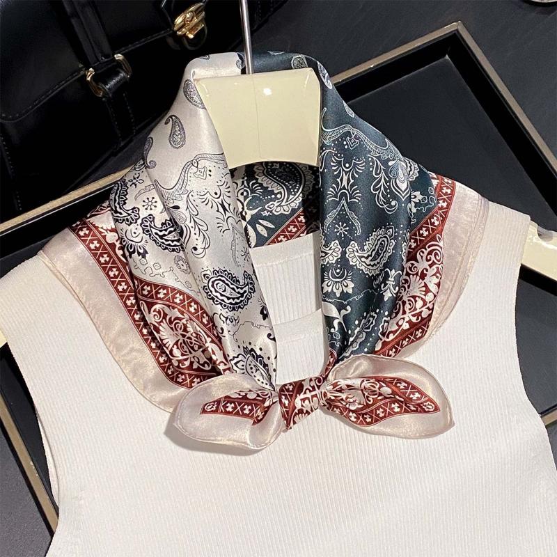 High-end Pure Silk Scarf 100% Mulberry Silk Small square Scarf Spring Decorative Scarf Fashion Versatile Neck for protection