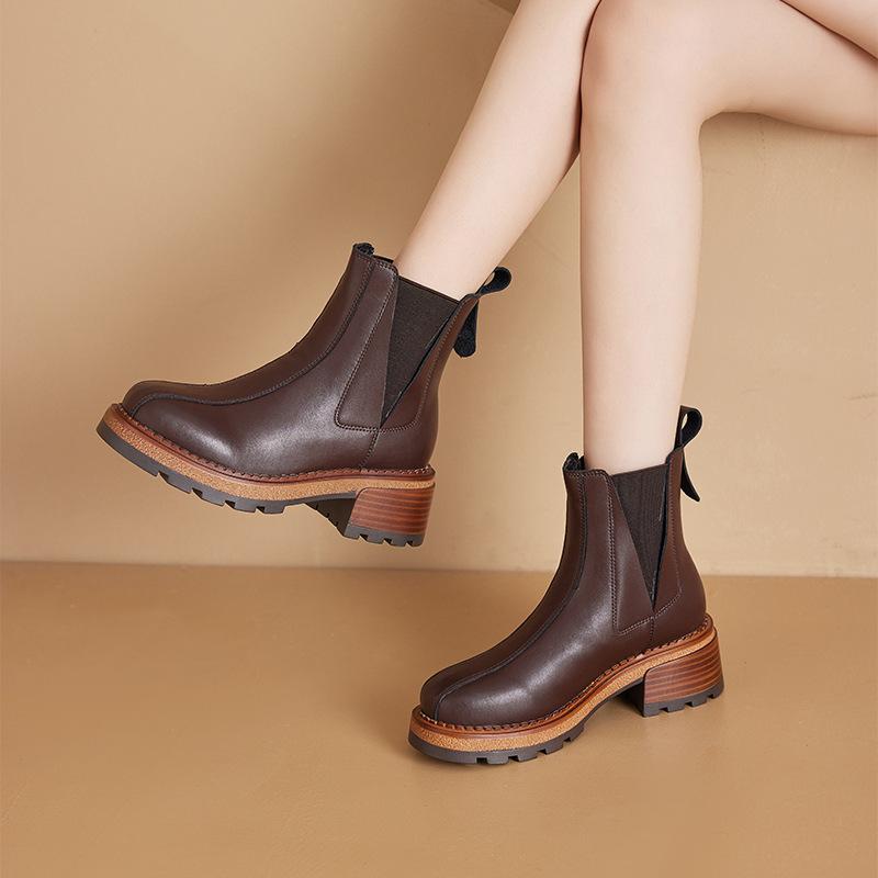 Осенние бархатные кожаные ботинки Мартин женские на толстой подошве с внутренней платформой, ботинки-сигареты женские, ретро, повседневная женская обувь на одной педали