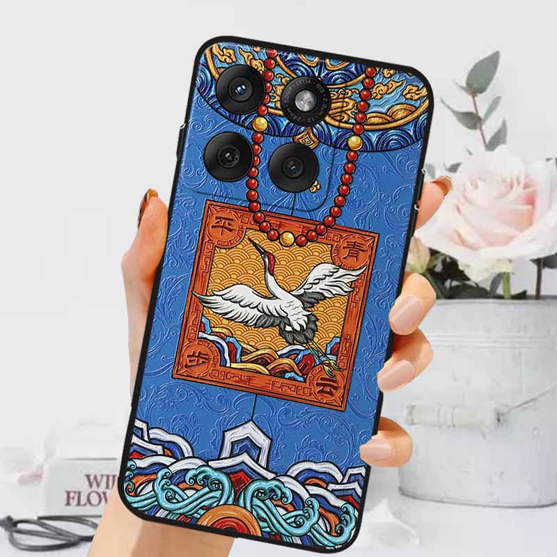 3D Тисненые Чехлы Для Edge 60 Fusion / Edge 60 Pro Рельефные Тисненые Ретро Силиконовая Задняя Крышка Для Edge 60 Stylus Черный Funda 60 Pro
