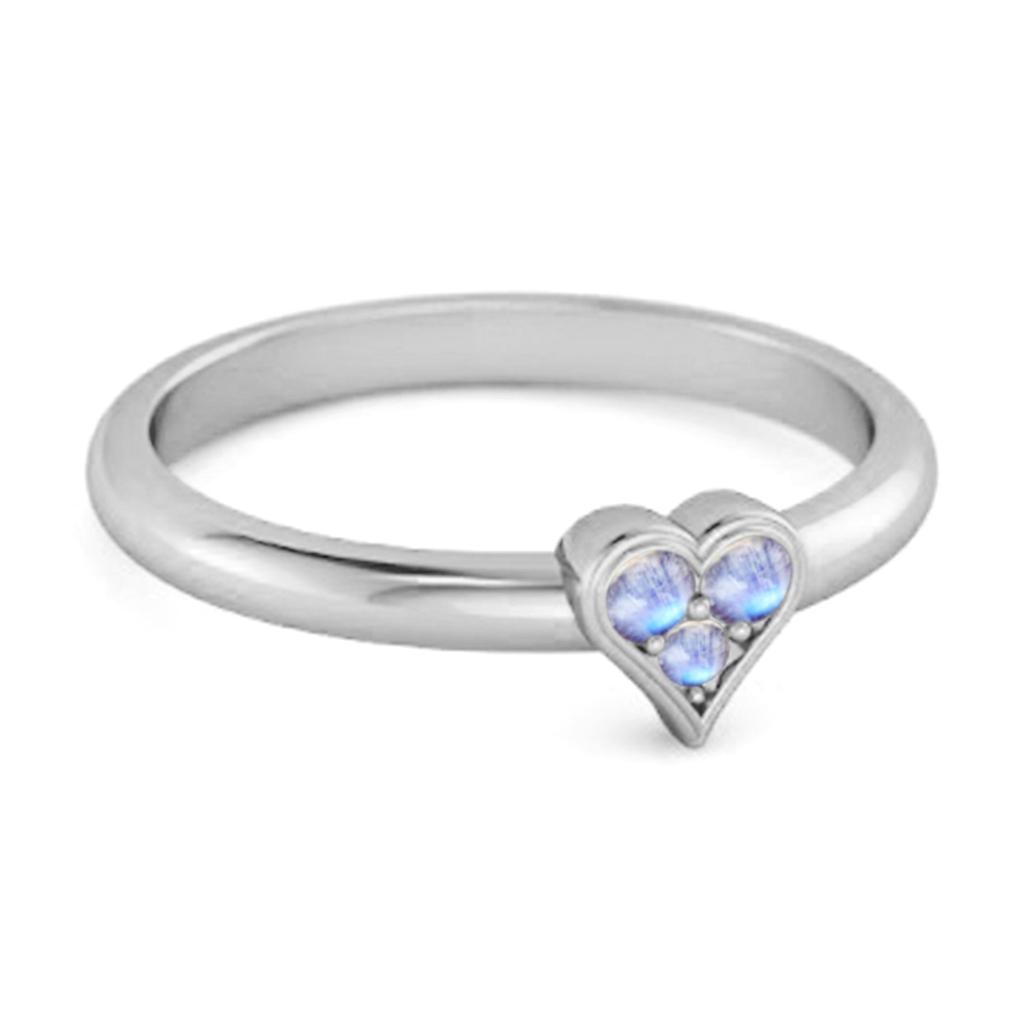 Moonstone Heart Cluster Ring - 925 Sterling Silver
