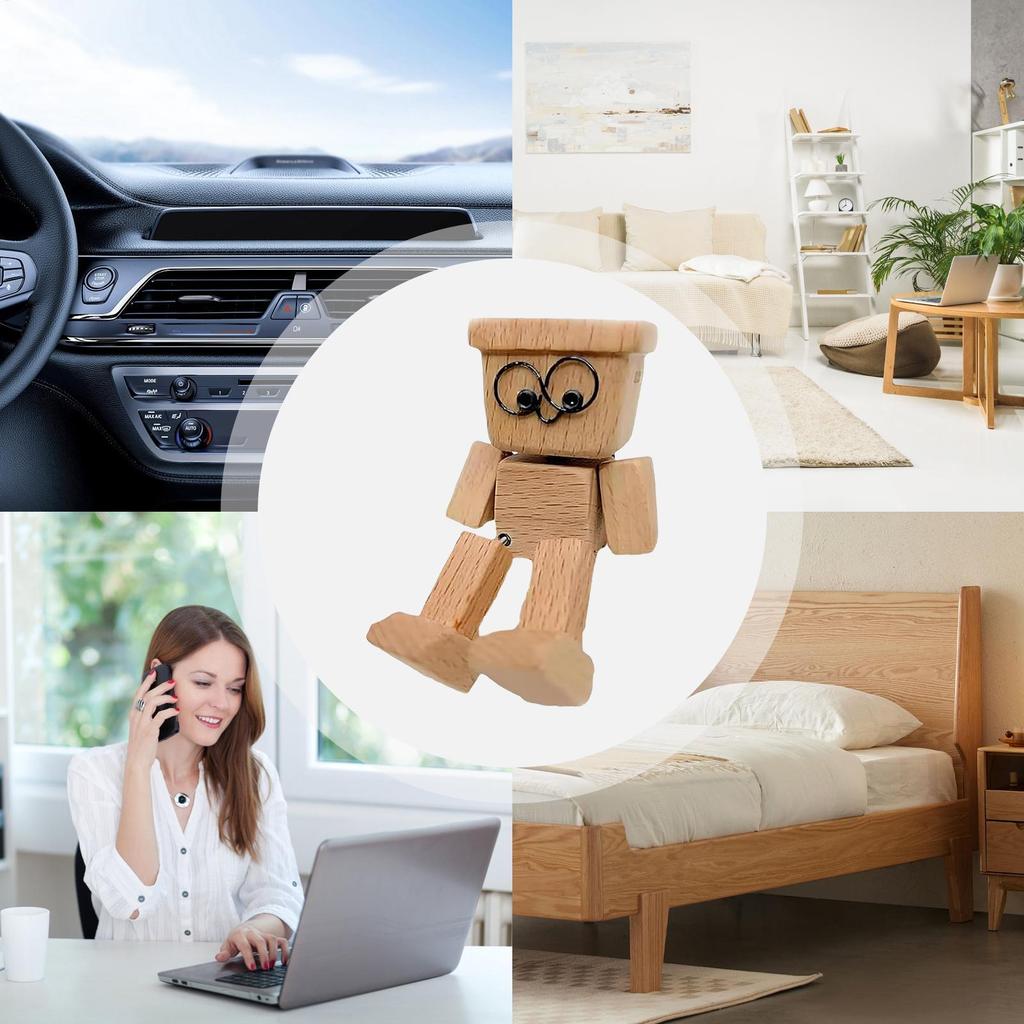 Деревянная фигурка трясущегося человечка, украшение для автомобиля, декор приборной панели, автомобильные украшения, фигурка робота с качающимися ногами, милый деревянный человечек, креативный подарок