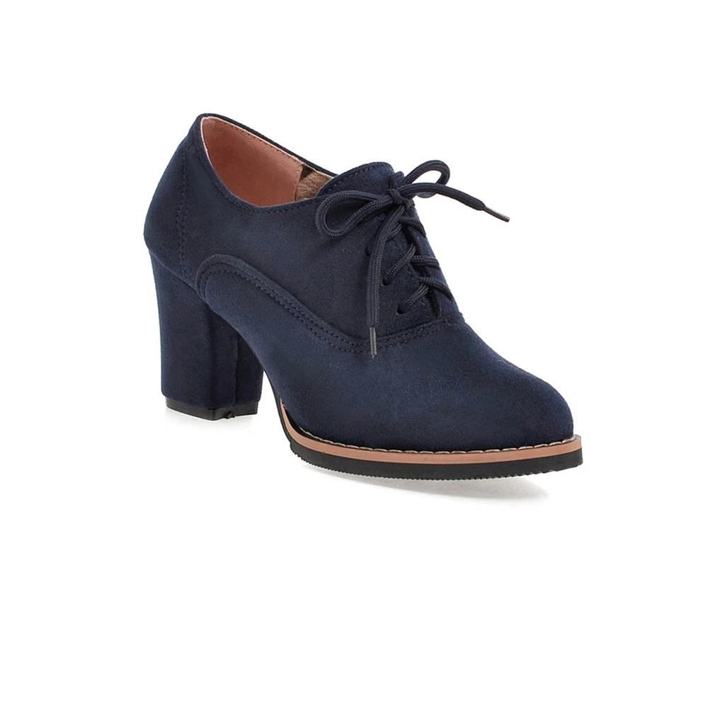 Модные Высококачественные Новые Замшевые Женские Туфли-Лодочки на Квадратном Каблуке Модные Элегантные Женские Осенние Туфли на Высоком Каблуке Офисная Обувь Рабочая Обувь Большой Размер 32-43