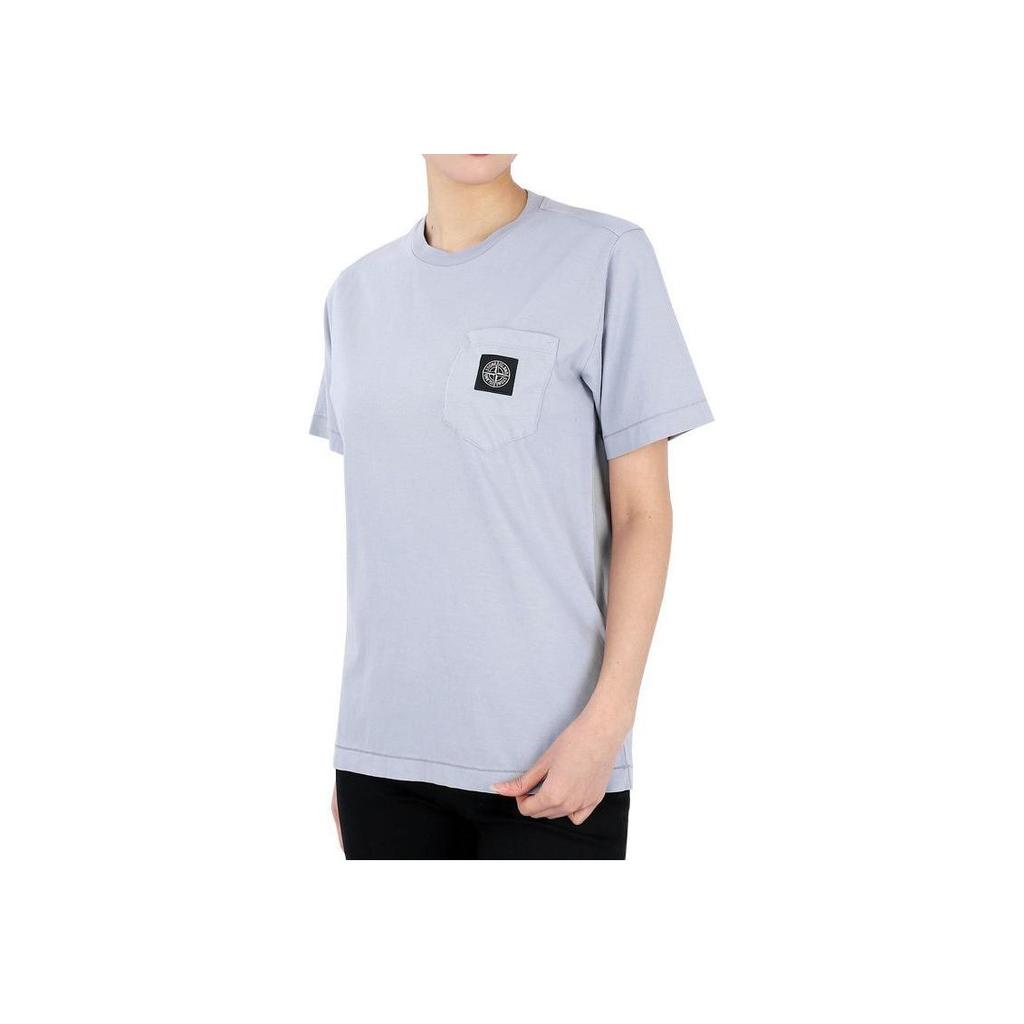 STONE ISLAND Однотонная футболка с круглым вырезом и короткими рукавами для детей, топ, светло-голубой 781620347-V0047